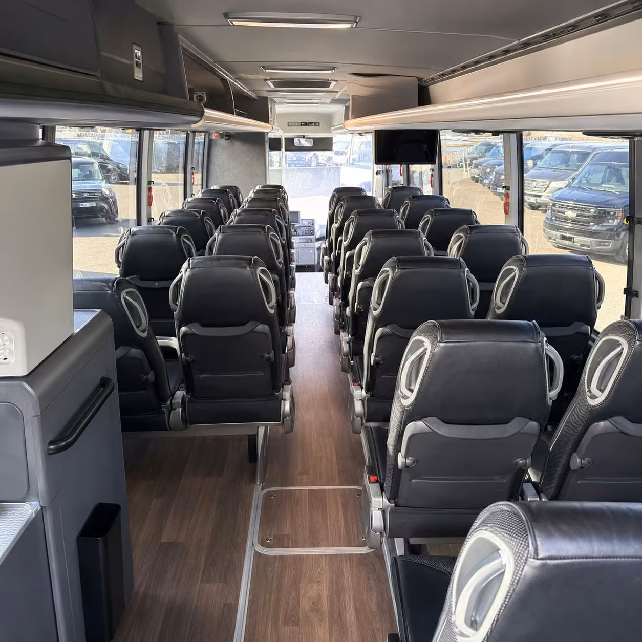 bend charter bus interior